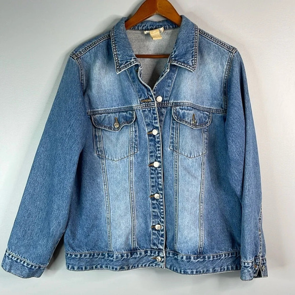 VINTAGE 90’s Cotton Ginny Plus Medium Wash Jean Jacket Fade Wash Loose 1X (S) - Picture 11 of 11